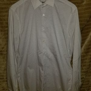 Van Heusen White/Pink/Grey Spotted Dress Shirt Size 15 1/2 34/35 M
